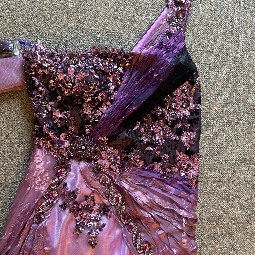 Purple Sequin Embellished Dress